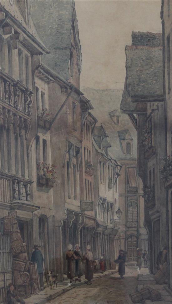 William Pitt (1855-1918) Thatched cottages and Street scene, largest 13.5 x 8in.